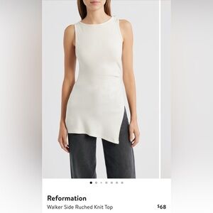 Reformation Cream Ruched Knit Top